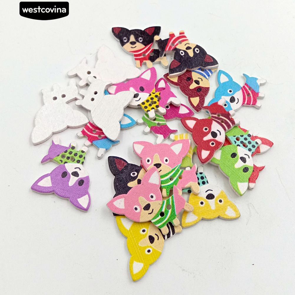 50 Cúc gỗ hình chú cún xinh xắn dùng để trang trí đồ dùng thủ công