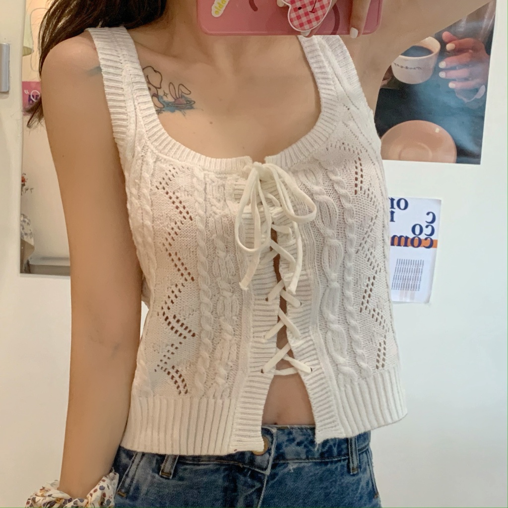 Áo ZHELIHANGFEI vải dệt kim thiết kế lỗ thời trang dành cho nữ