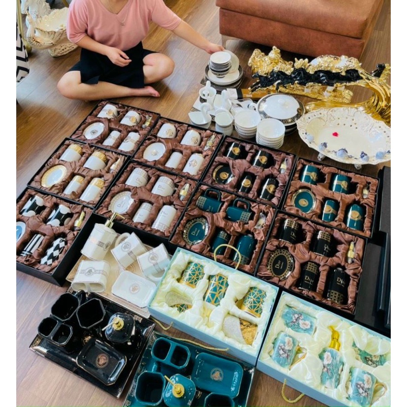 phụ kiện nhà tắm gốm sứ cao cấp . đồ dùng nhà tắm bàng sứ. Hàng cao cấp. Bộ phụ kiện nhà tắm sang chảnh. hoangdecor