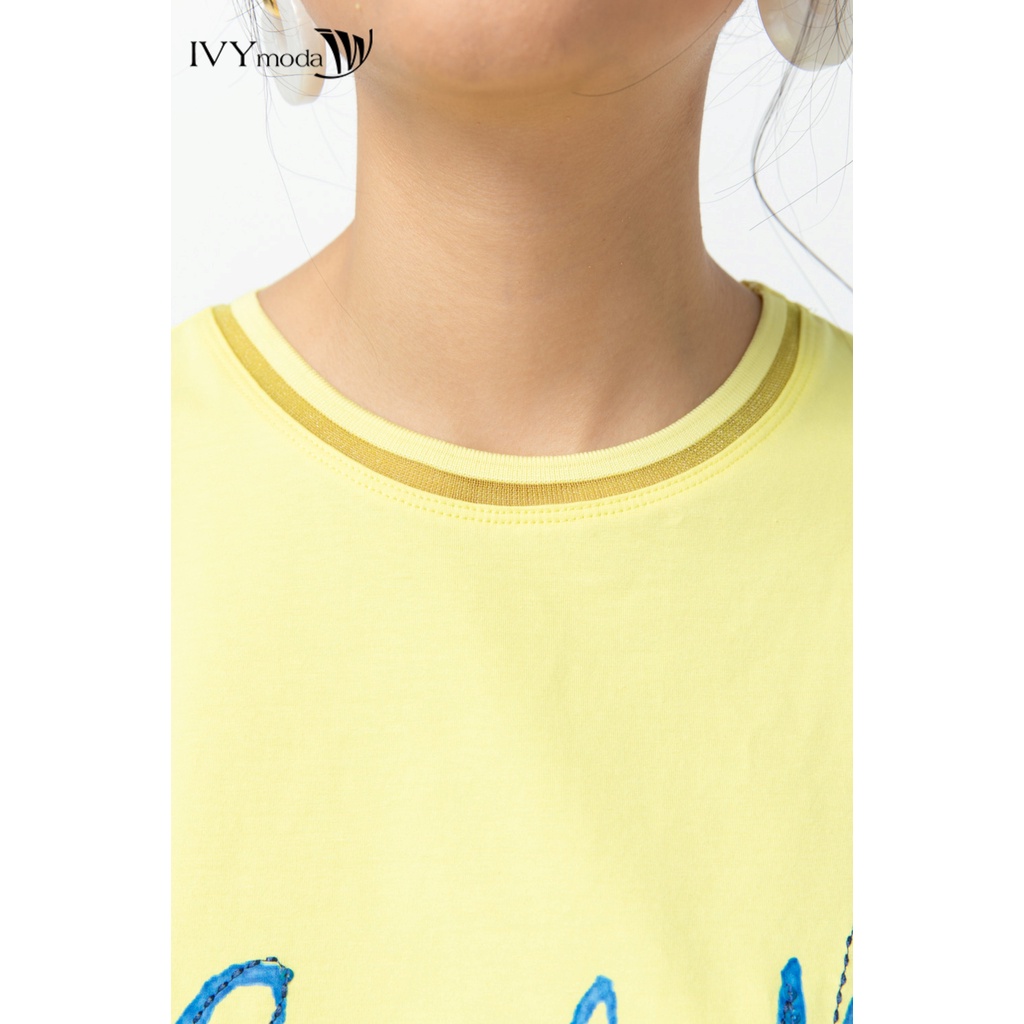 Áo thun nữ cổ tròn viền chun co giãn IVY moda MS 57M6404