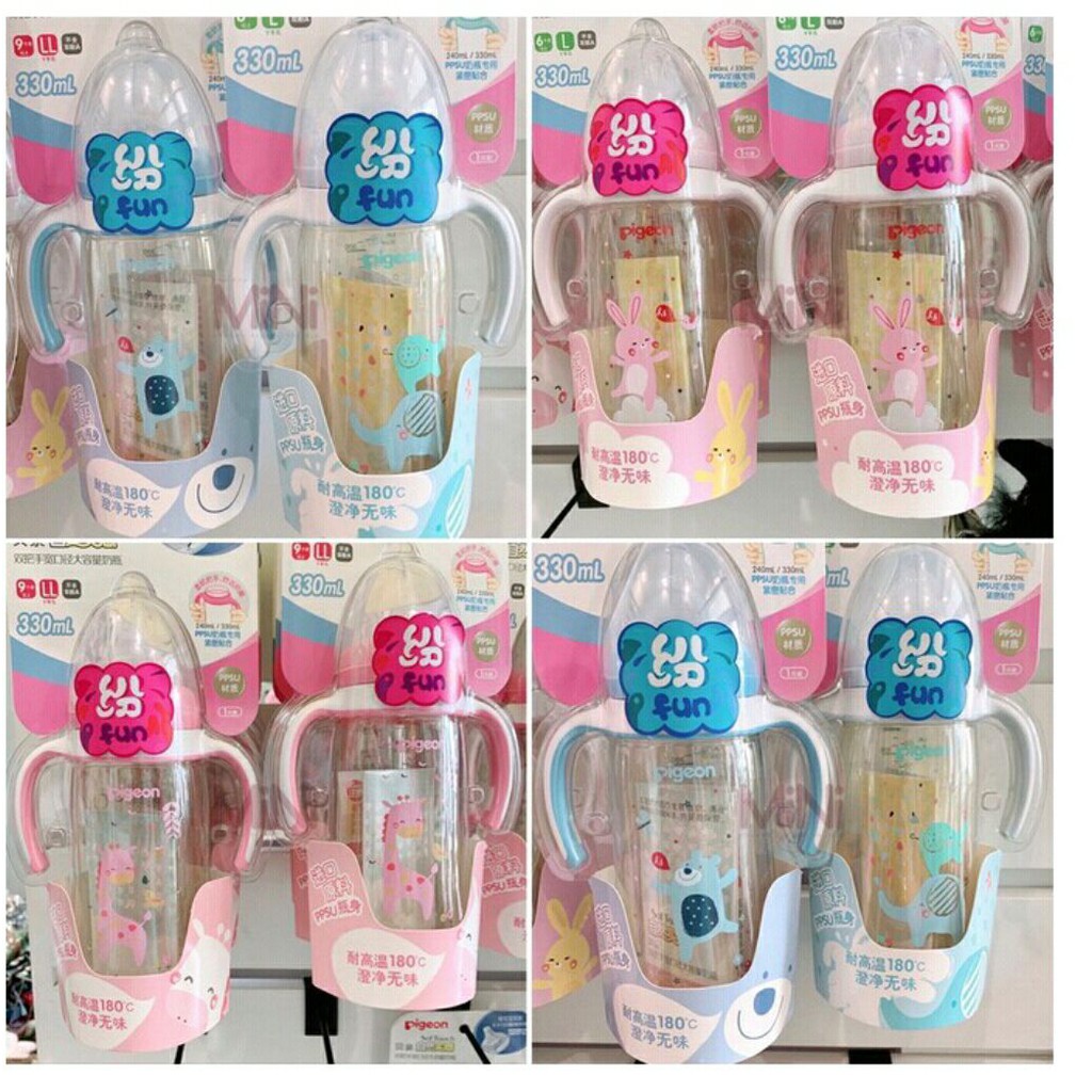 Bình Sữa Pigeon Nội địa Cao Cấp - Nhựa PPSU 330ml Phiên Bản Giới Hạn ( Có quai cầm )