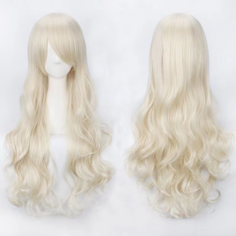 Bộ Tóc Giả Dài 80CM Nhiều Màu Sắc Bằng Sợi Tổng Hợp Kèm Mũ Đội Dành Cho Nữ Cosplay