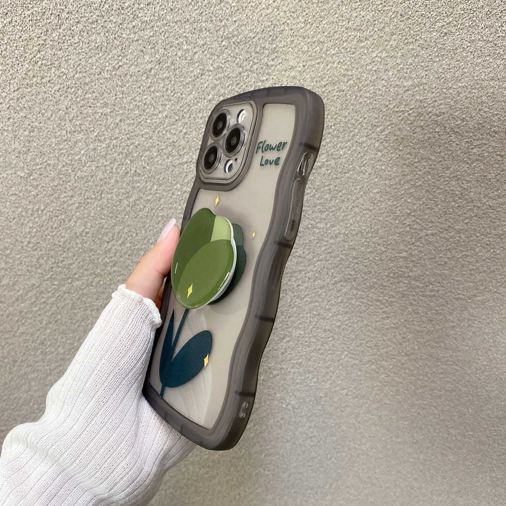 Ốp Điện Thoại Mềm Họa Tiết Hoa tulip Viền Lượn Sóng Chống Sốc Cho iPhone 11 12 13 Pro MAX X XS MAX XR 78 plus