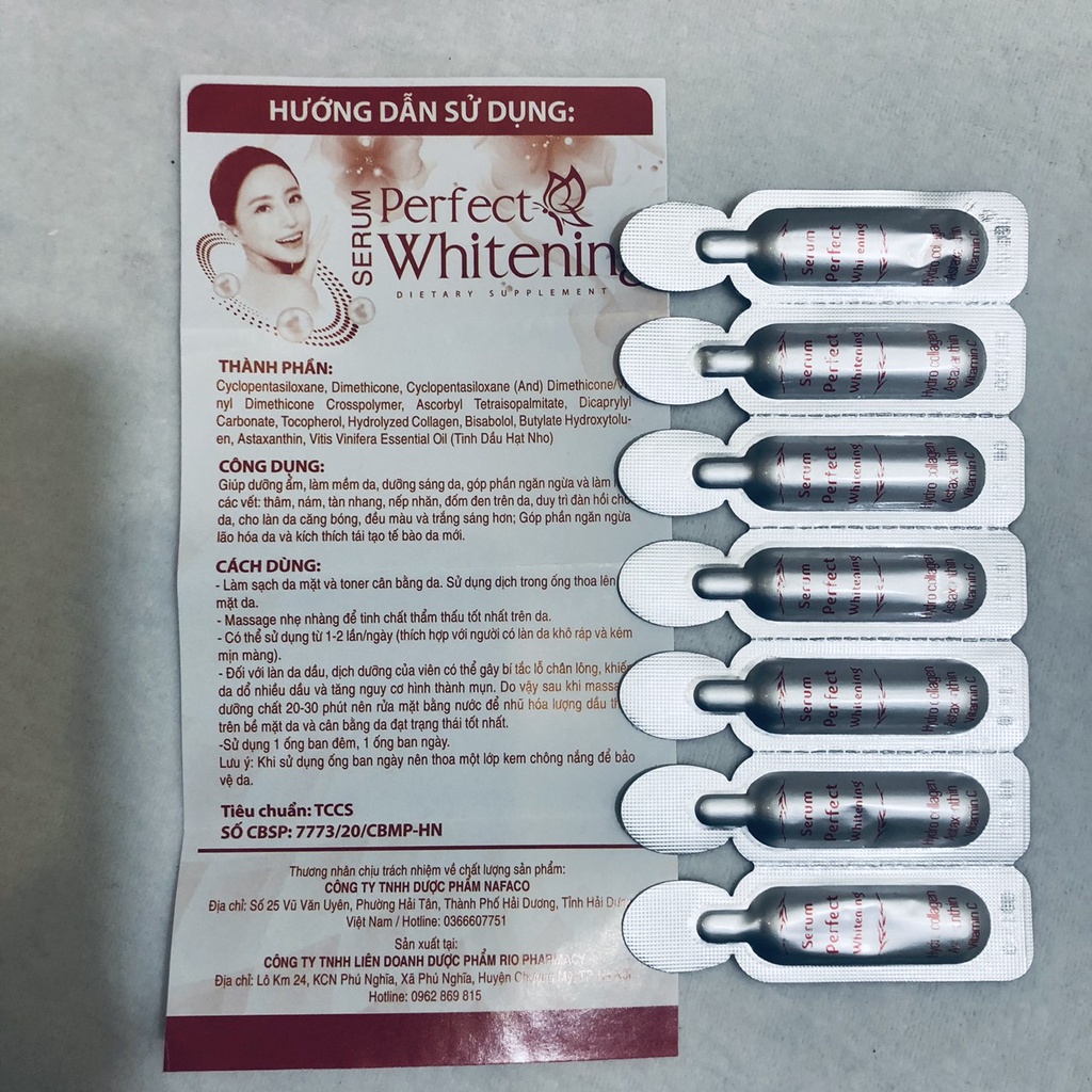 Serum Trắng Da Perfect Whitening - Hỗ Trợ Làm Đẹp Da,Mờ Thâm, Sạch Nám , Cho Nàn Da Trắng Sáng Hơn