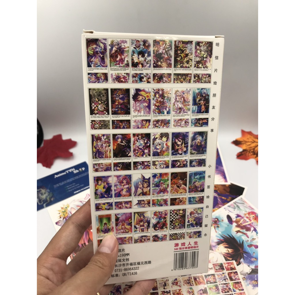 Hộp Postcard Bưu thiếp (Trọn bộ 340 Hình có Sticker) Anime/Manga No game no life