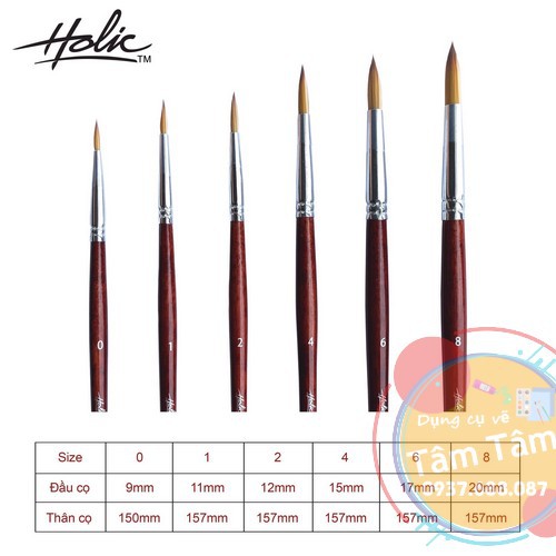 [ TÂM TÂM ]-Cọ vẽ đầu tròn Holic 1999, Cọ vẽ màu nước NaBii Holic 199