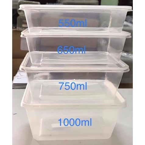 Hộp Nhựa Đựng Thực Phẩm Có Nắp Đậy Chữ Nhật,Tròn Đủ Size_ 10 Hộp Dùng 1 Lần Quay Được Lò Vi Sóng