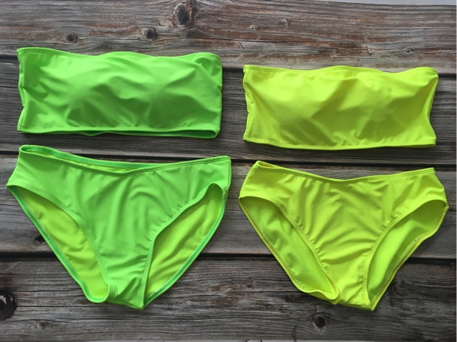 Bikini đi biển áo ống dạ quang quần cạp thấp