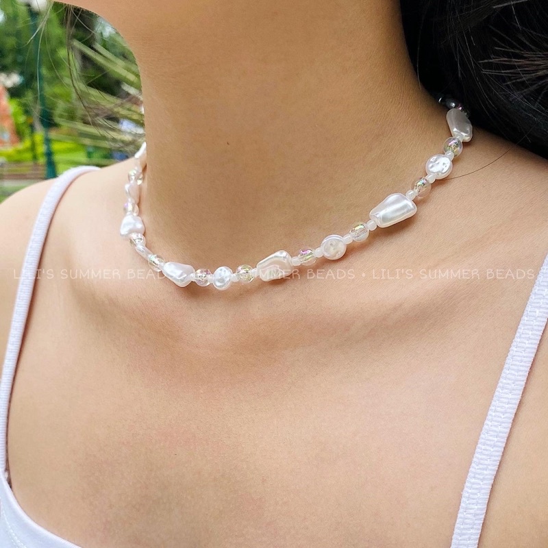 Vòng cổ ngọc trai nhân tạo handmade LILI ARTIFICIAL PEARLS NECKLACE - LILI'S SUMMER BEADS