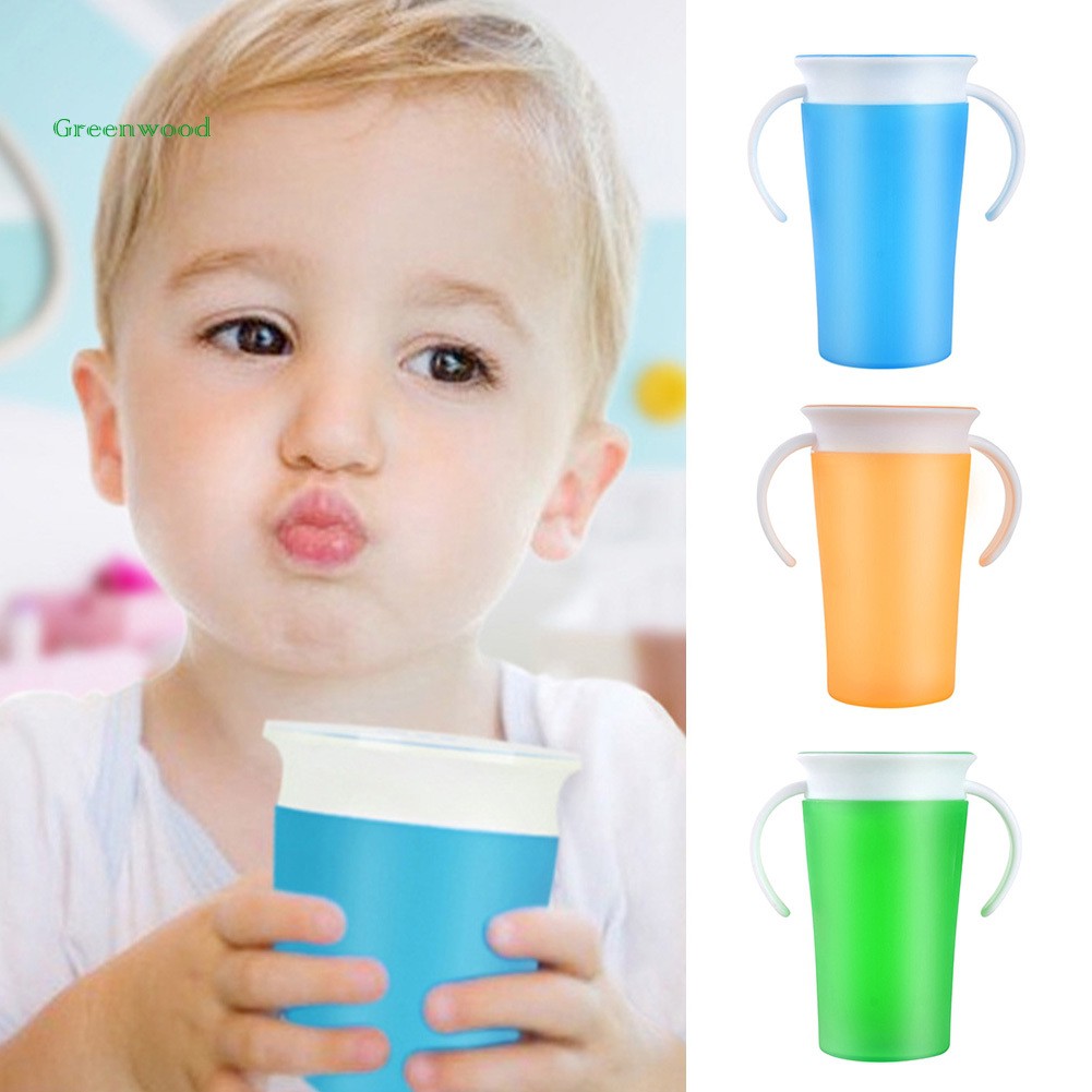 GNWD  260ml 360 Rotary Baby Learning Drinking Cup Leakproof Feeding Bottle with Handle
