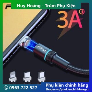 Cáp sạc nam châm 3 đầu 💎xoay 360 độ💎 iphone / android / type c có đèn led, sạc nhanh 2.4a