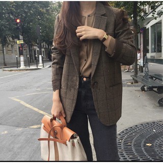 vest dạ nâu hàn quốc
