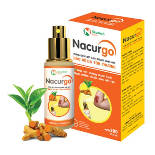 Dung Dịch Xịt Tạo Màng Sinh Học Bảo Vệ Da Tổn Thương Nghệ Nacurgo 30ML (200 Lần Xịt )