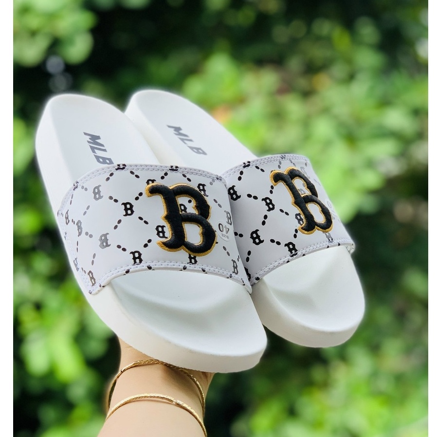 Dép unisex 𝐌𝐋𝐁 thêu nỗi chữ B ❤️FREESHIP + Hộp❤️ dép NY quai ngang thể thao nam nữ hot trent, kèm full mác trắng đen