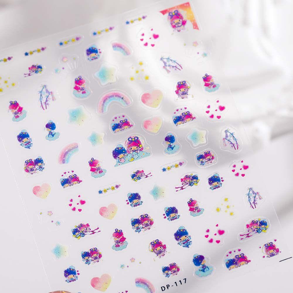 QQMALL Miếng Dán Trang Trí Móng Tay Tự Dính Họa Tiết Cầu Vồng Hoạt Hình Dành Cho Nữ