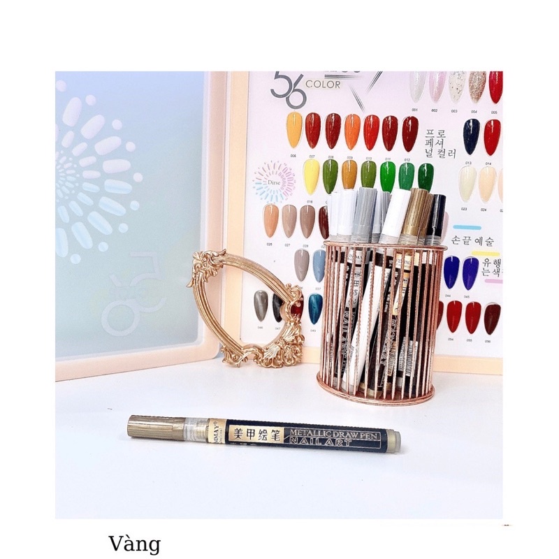 Bút vẽ vinimay vẽ móng tay nail đen trắng vàng bạc