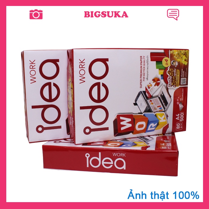 Giấy in A4 Idea 80gsm dày 500 tờ nhập khẩu Thái Lan SUKADO