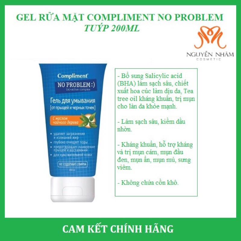 Sữa Rửa Mặt Compliment No Problem Dạng Gel Giảm Mụn, Se Khít Lỗ Chân Lông | BigBuy360 - bigbuy360.vn