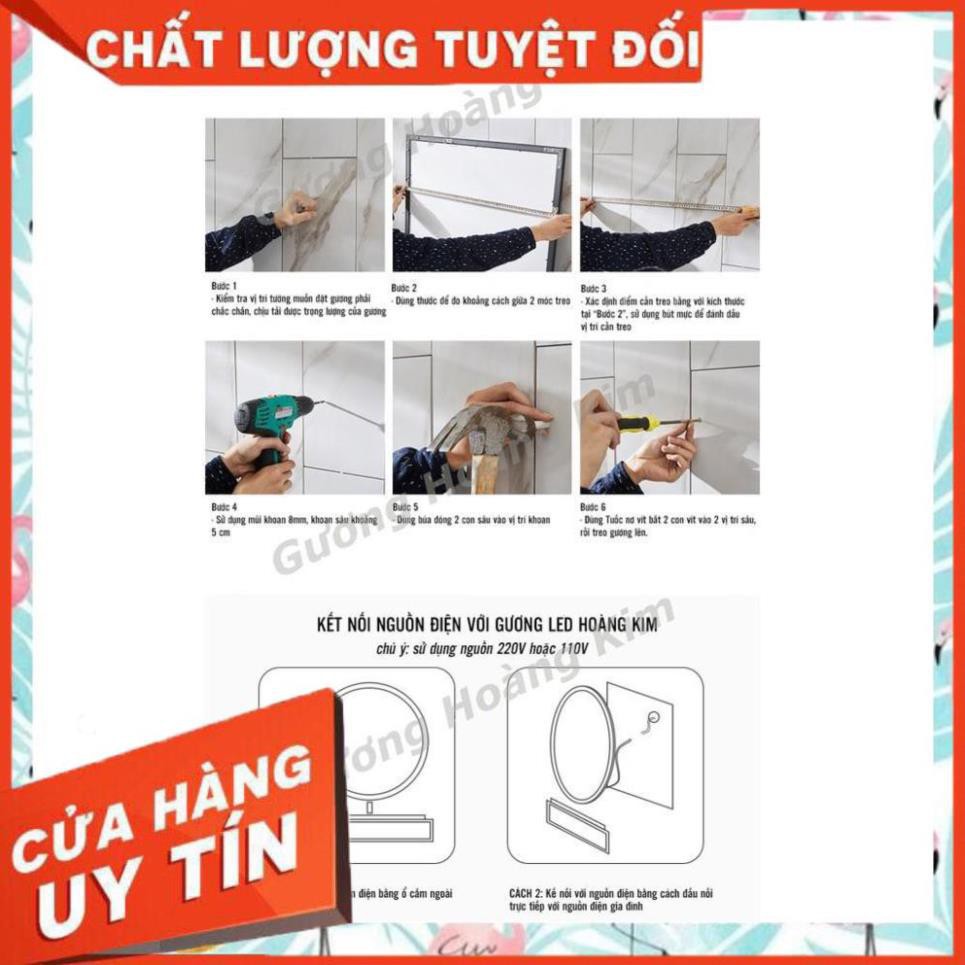 Gương tròn đèn led trang điểm treo tường cảm ứng thông minh kích thước D80 - guonghoangkim mirror