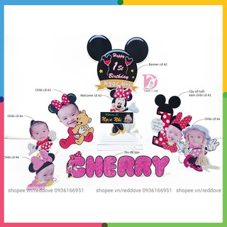 Bộ combo chibi , cây welcome, cây số tuổi, banner, tên để bàn, bảng thông tin trang trí thôi nôi, sinh nhật RTK007