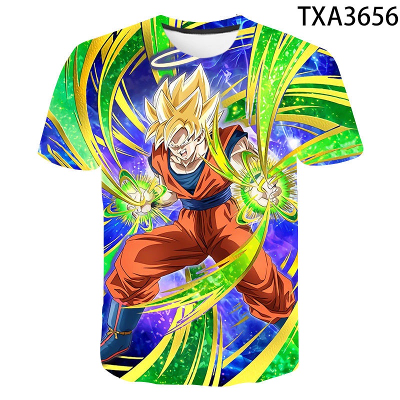 Áo thun tay ngắn in họa tiết Dragon Ball Goku anime thời trang mùa hè dành cho bé trai và bé gái