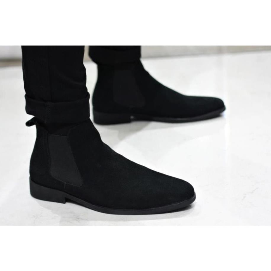 [Sale 3/3]giày chelsea boot cổ cao da bò lộn 4 Màu : Đen - Xám Nhạt - Vàng - Vàng Bò (2H - 56) -x13