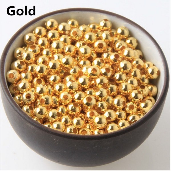 Hạt Xỏ Làm Trang Sức Diy Chất Liệu Sắt Màu Vàng Kim 2 / 3 / 4 / 6 / 8mm