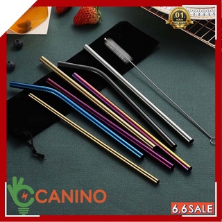 Ống hút bằng thép 🍀FREESHIP🍀Combo 4 ống hút bằng thép không gỉ, kèm dụng cụ làm sạch ống hút Canino