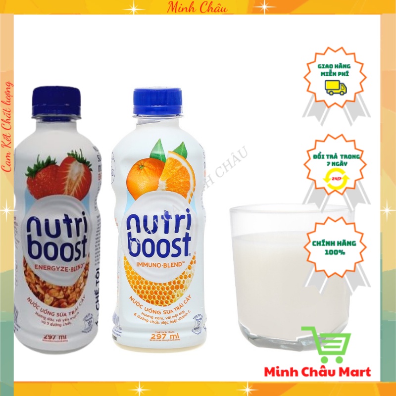 Sữa Trái Cây Nutriboost Hương Cam Mật Ong/ Hương Dâu Yến Mạch Chai 297ml