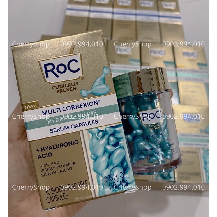 [NEW]Tinh chất làm căng da giảm nếp nhăn Roc Multi Correxion Hydrate &amp; Plump Night Serum Capsules (30 viên)