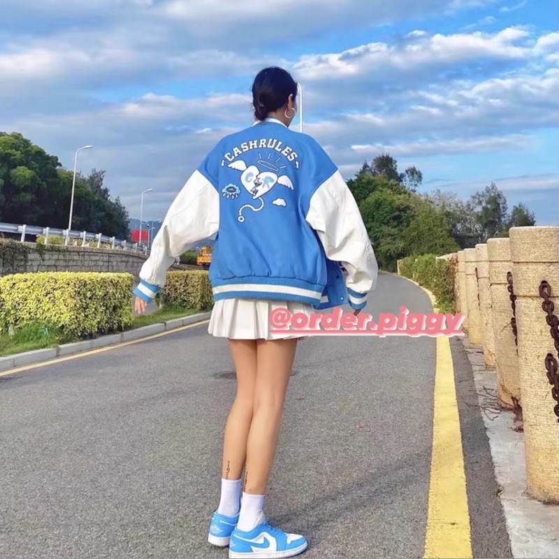 Áo CASHRULES Varsity Jacket Blue Sky - Chính Hãng