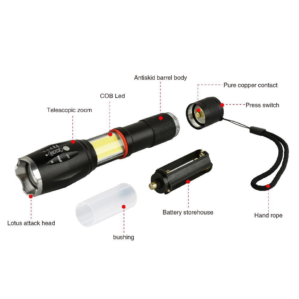 Đèn Pin siêu sáng tiện dụng T6 + COB LED 18650