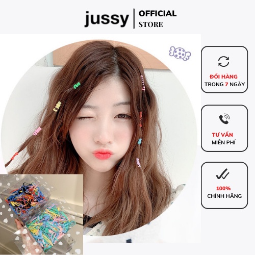 Dây Thun Buộc Tóc Hộp 1000 Cái Hot Trend Rất Tiện Lợi Dành Cho Nữ, Dây Thun Cột Tóc Jussy Fashion Nhiều Màu Sắc Đẹp