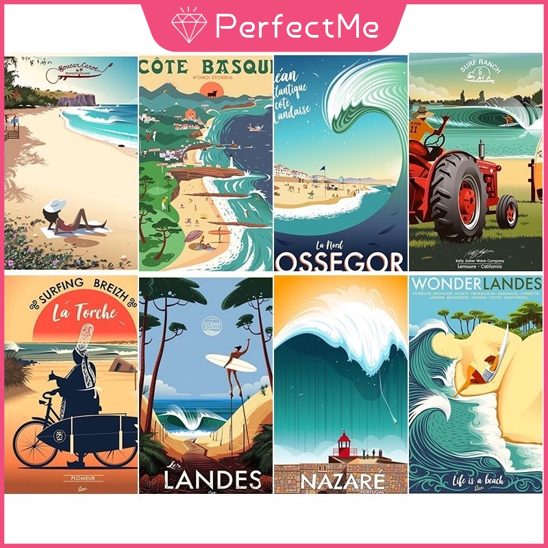 Bộ tranh đính đá 5D họa tiết phong cảnh thành phố độc đáo kích thước 30x40cm DIY dùng trang trí