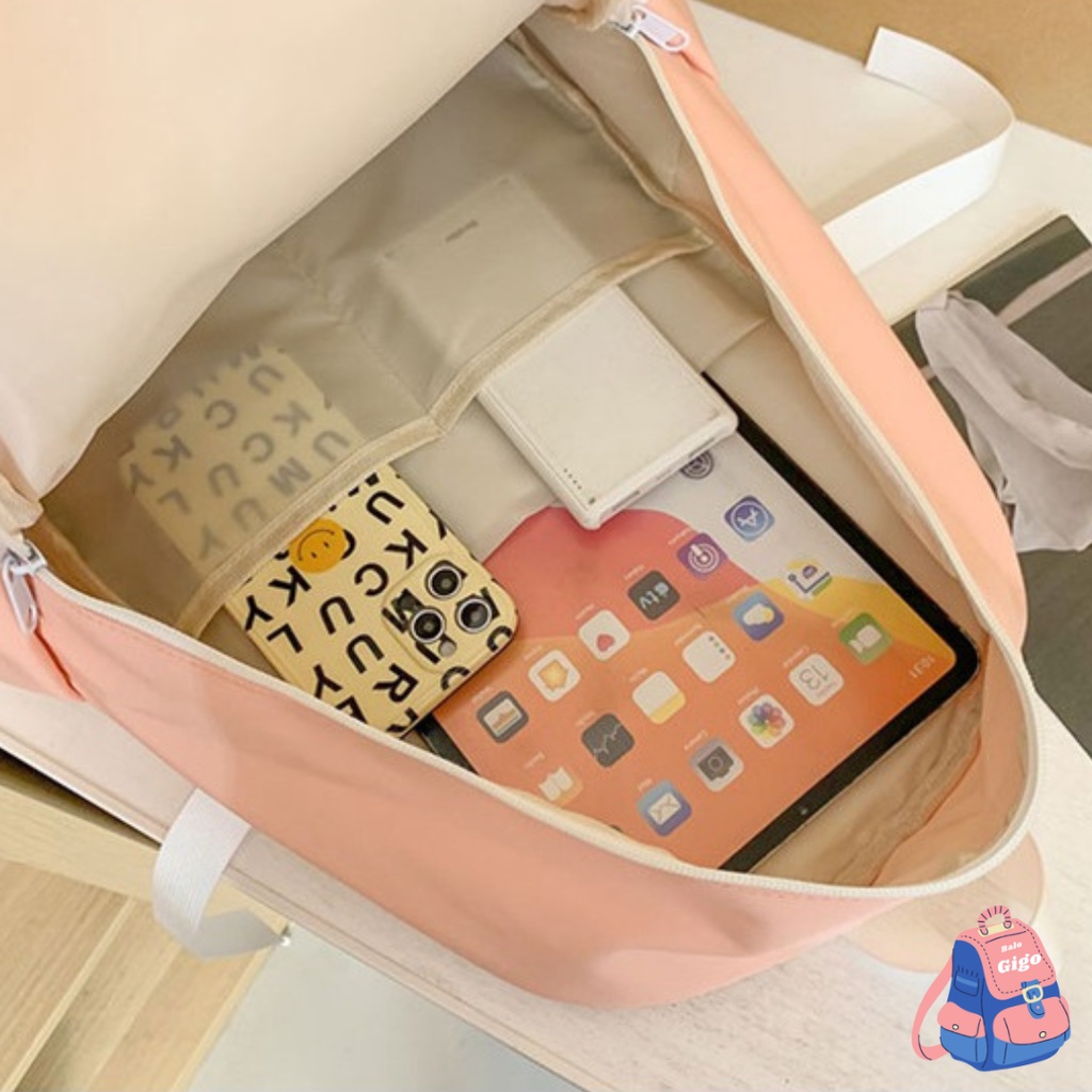 Cặp đi học nữ cho học sinh cấp 2 cấp 3 tặng kèm 2 sticker + đồ trang trí y hình (không móc) G204 - BaloGigo