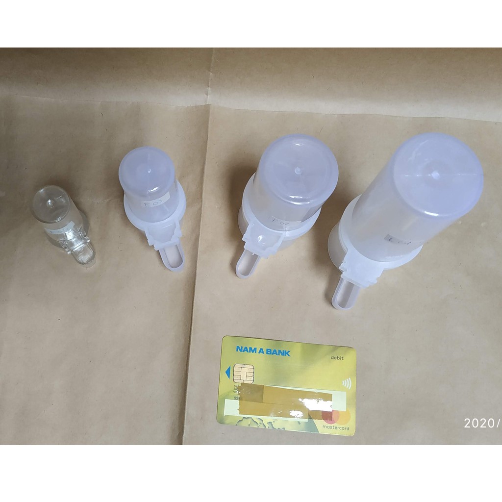 E02 - 10 cái ống nước cho chim mào, chòe, nhựa zin đục dày, mẫu số 2