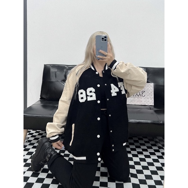 Áo Khoác Bomber Nhung gân F428 🧸 Nam nữ unisex 🖤 Bomber Jacket form July7store