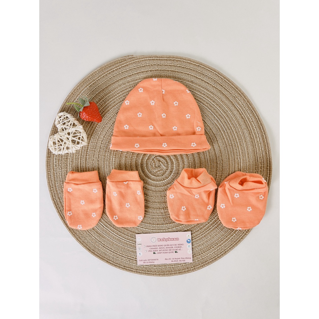Set Mũ, Bao Tay, Bao Chân Sunnozy Cho Bé Sơ Sinh Cotton Mềm Mại Cho Bé Từ 0-3 Tháng Babibu - SMBTS