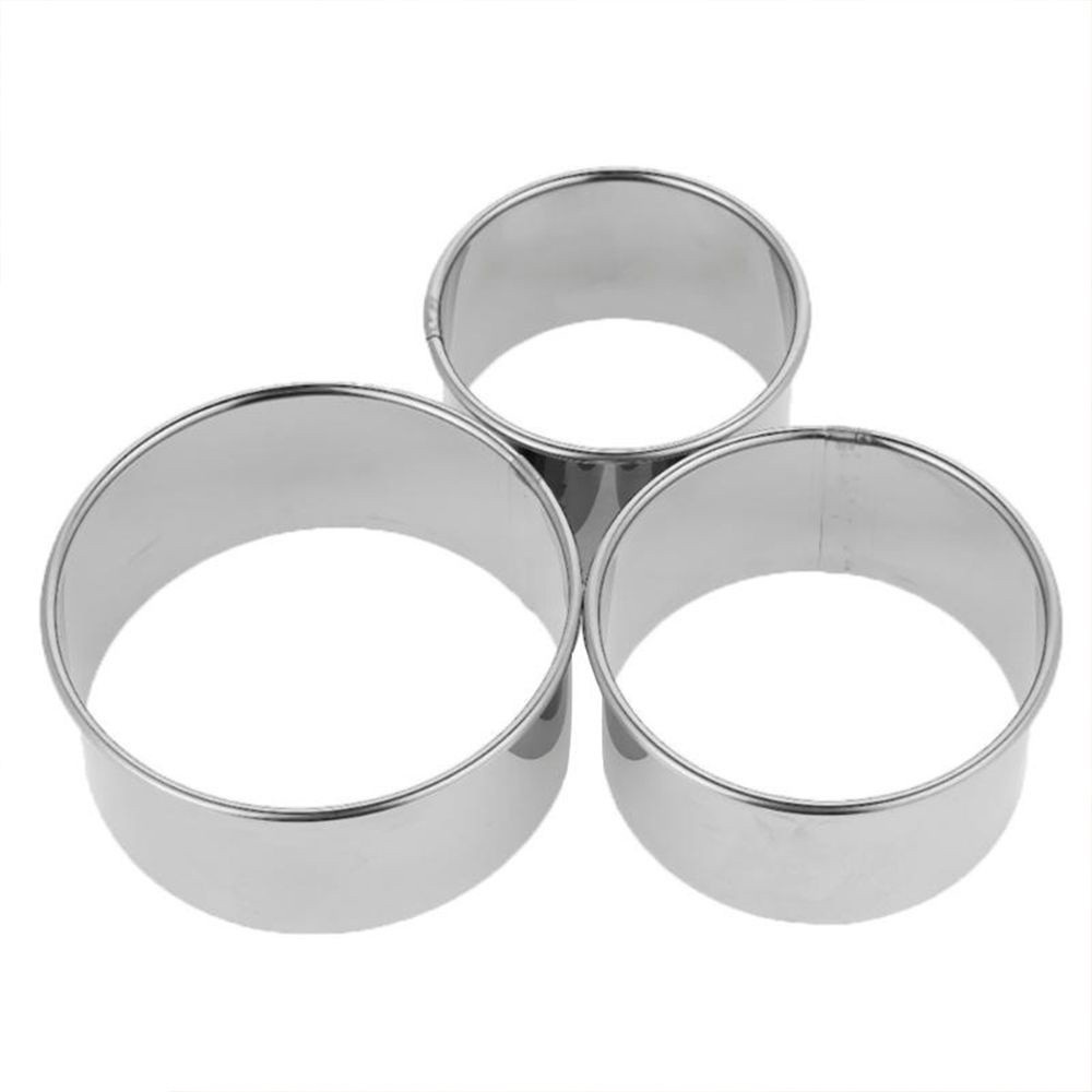 Set 3 khuôn cắt bánh bao hình tròn bằng thép không gỉ tiện dụng