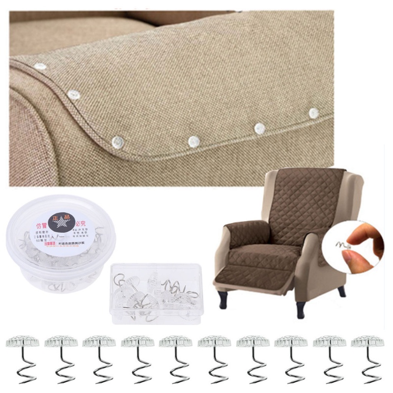 Set đinh ghim xoắn đầu trong suốt cố định drap giường/ga trải giường/vải bọc ghế sofa cho gia đình | BigBuy360 - bigbuy360.vn