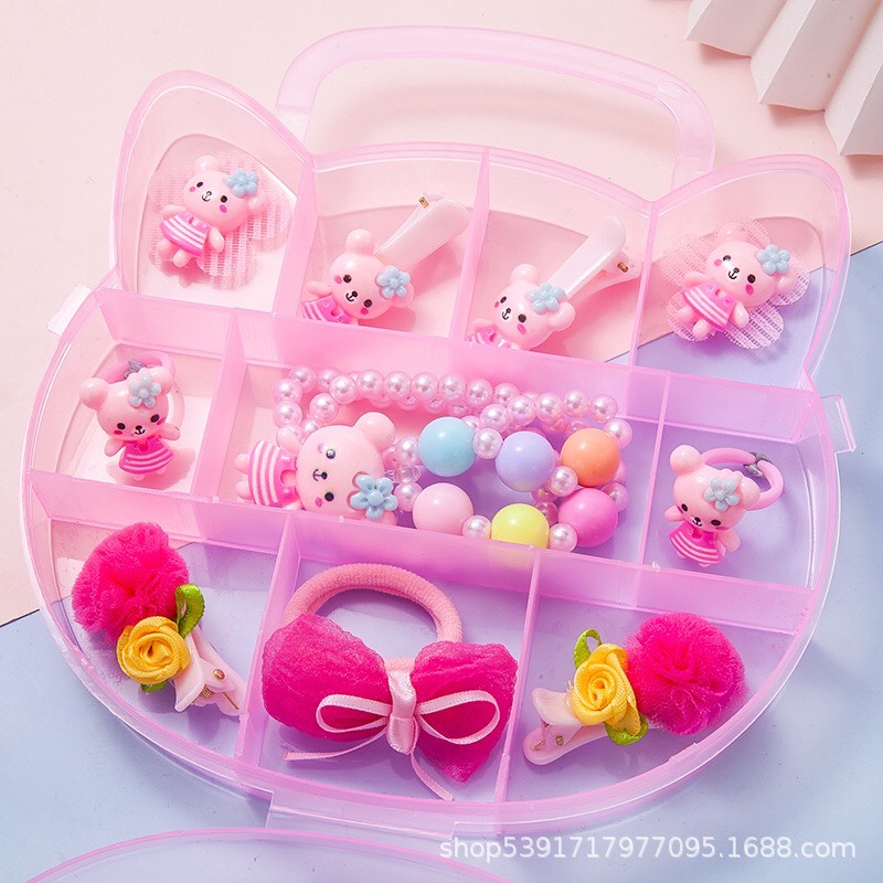 Hộp phụ kiện tóc cho bé yêu hình Hello Kitty màu hồng