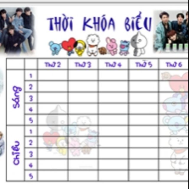 Thời khóa biểu bts