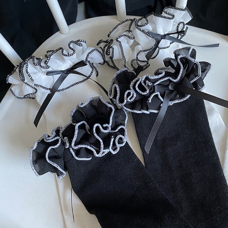 XIXI Vớ dài đến đầu gối màu sắc tương phản phong cách lolita xinh xắn cho nữ