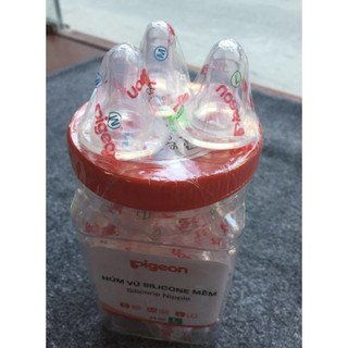 Núm Vú Pigeon Silicone Siêu Mềm Cổ Hẹp Nhiều Size S/M/L