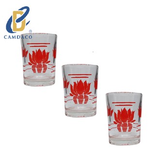 Bộ 12 Ly Cốc Thủy Tinh Uống Trà Rươu F4 In Hoa Sen Cẩm Đạt