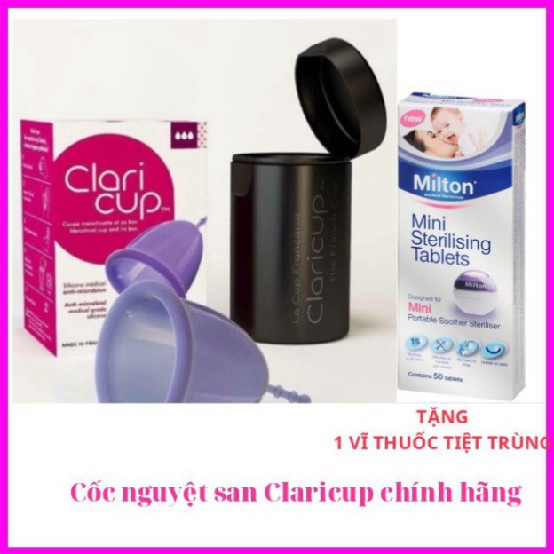 CHI HÔM NAY Cốc Nguyệt San Kháng Khuẩn Claricup Nhập Khẩu Pháp- Tặng 1 vĩ thuốc tiệt trùng cốc CHI HÔM NAY