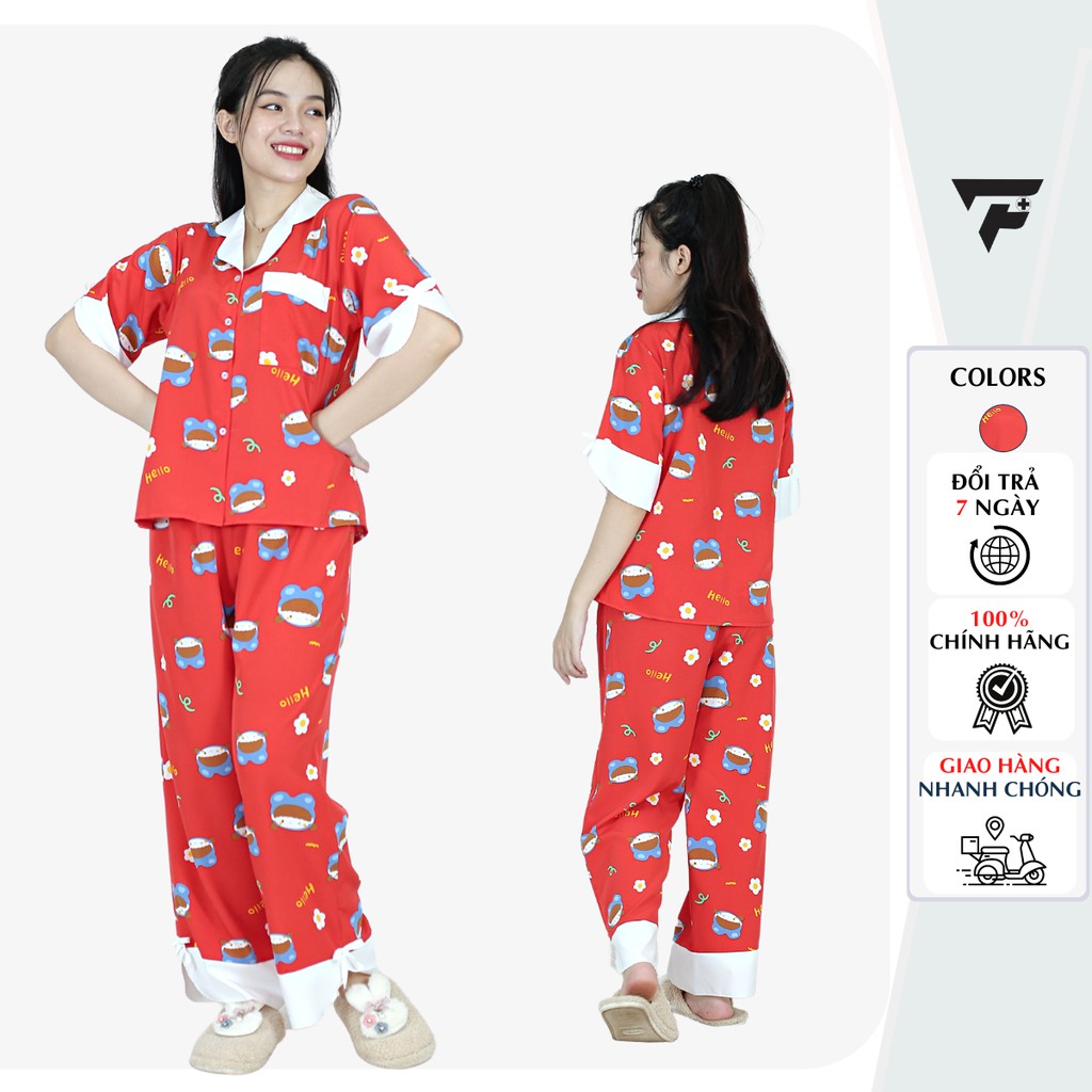 Đồ bộ pijama đồ ngủ Lụa cao cấp mặc nhà họa tiết dễ thương cá tính 299