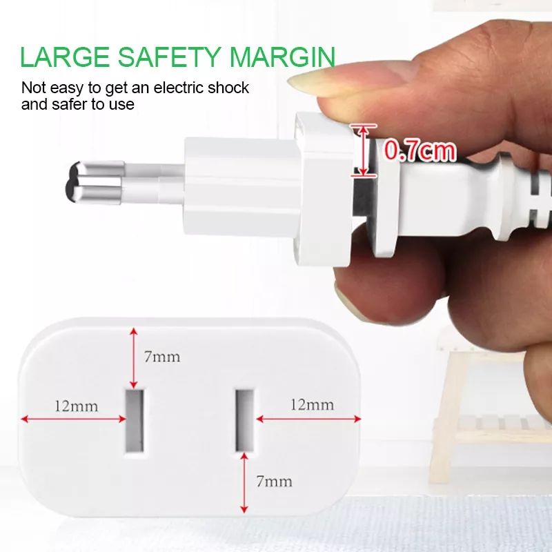 Phích cắm điện chuyển đổi chân tròn sang chân dẹp cho củ sạc IP loại phích nhựa đúc