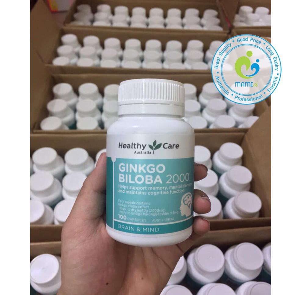 Viên bổ não (100v) tăng tuần hoàn máu não, trí nhớ cho bé từ 12 tuổi và người già Healthy Care Ginkgo Biloba 2000mg, Úc | Thế Giới Skin Care