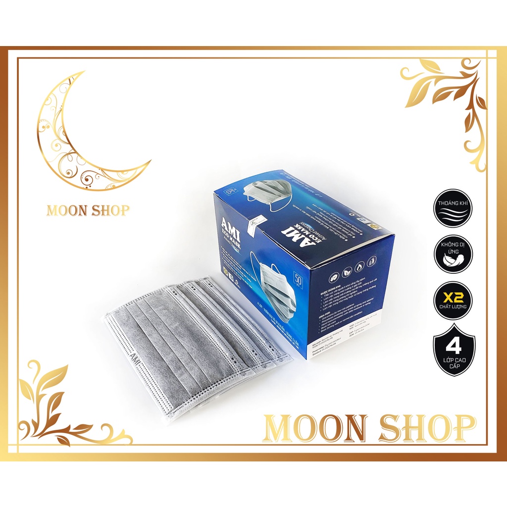Khẩu trang Ami 4 lớp chuẩn đủ 4 màu hộp 50 cái